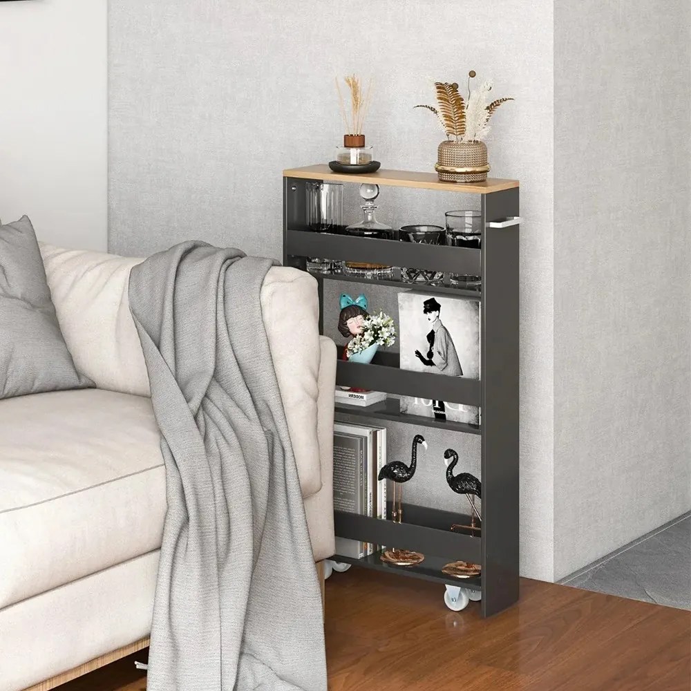 4 szintes tároló nyitott polcokkal, szürke