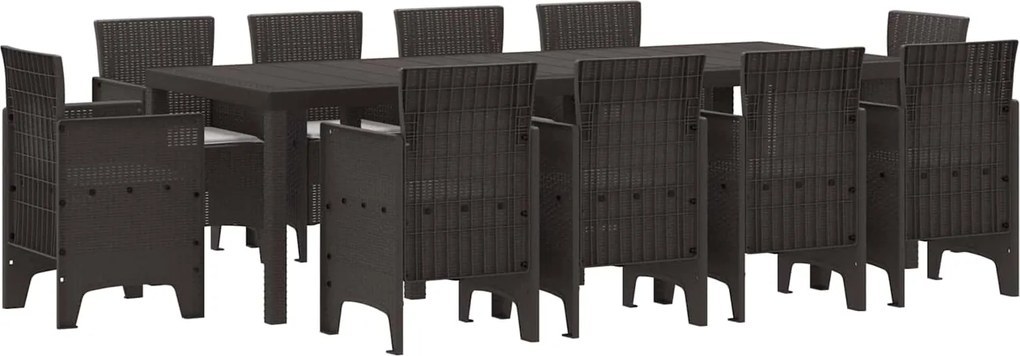 vidaXL Kert étkező szett 11 pcs Barna Polipropilén