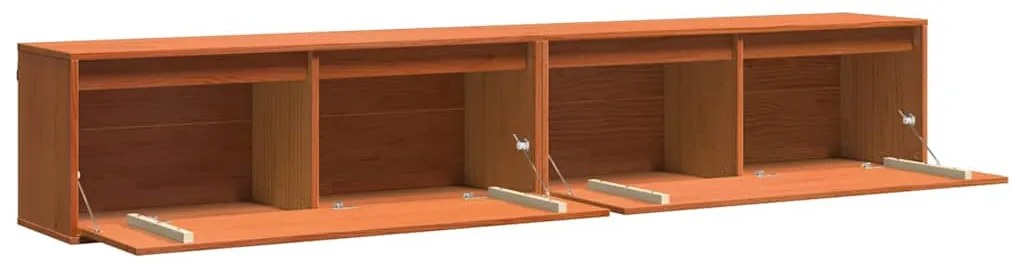 Fali Szekrények 2 pcs Viaszbarna 100 x 30 x 35 cm Tömör fenyőfa