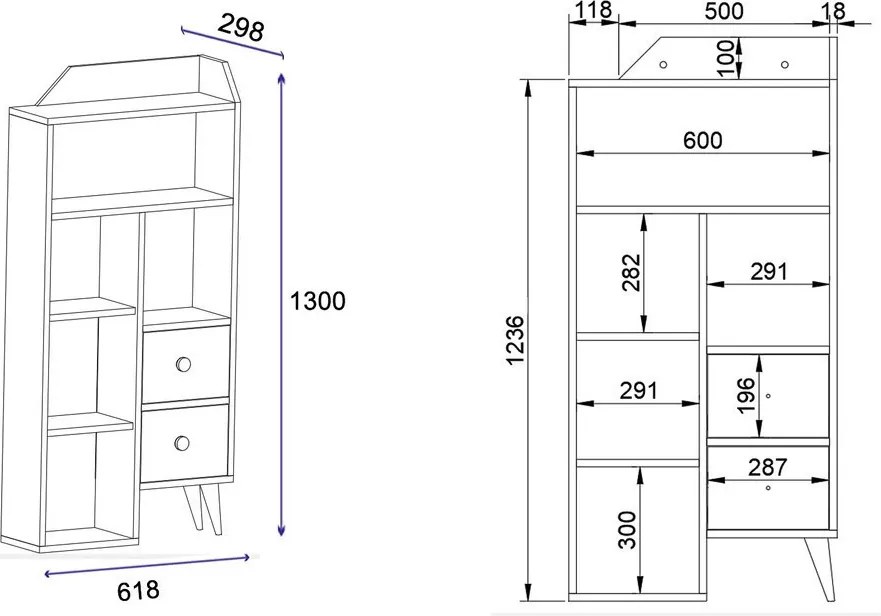 Fiókos szekrény 61x30x130 cm barna FUR1870-2