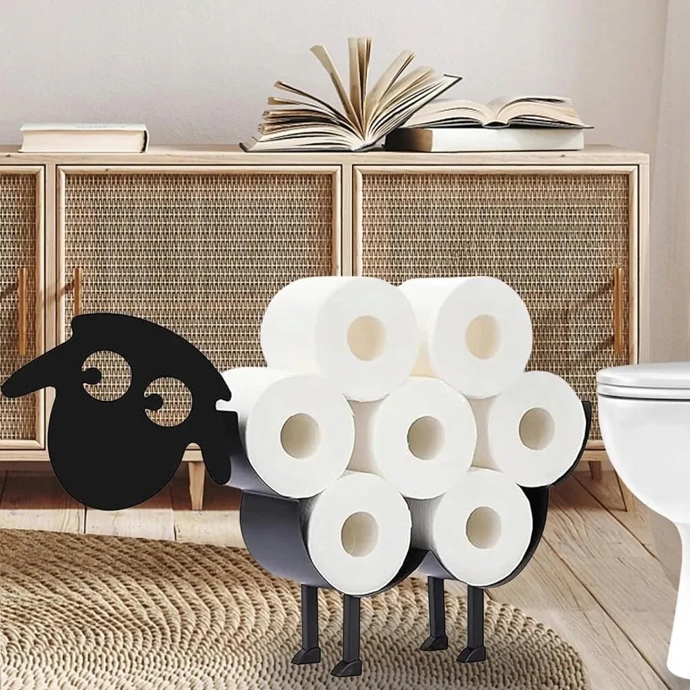 Wc-papír Tartó Állvány Bárány Kos Fekete Fém Több Tekercs