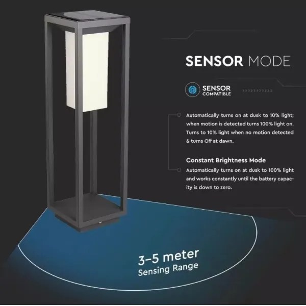 LED Napelemes lámpa érzékelővel SAMSUNG CHIP LED/2W/3,7V IP65 2600 mAh