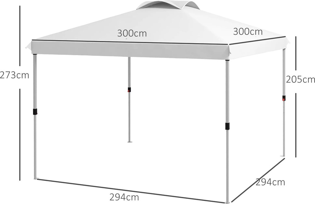 Outsunny Összecsukható Pop-Up Kerti Pavilon 3 x 3m Kerekes Táskával, Állítható Magasságokkal | Aosom