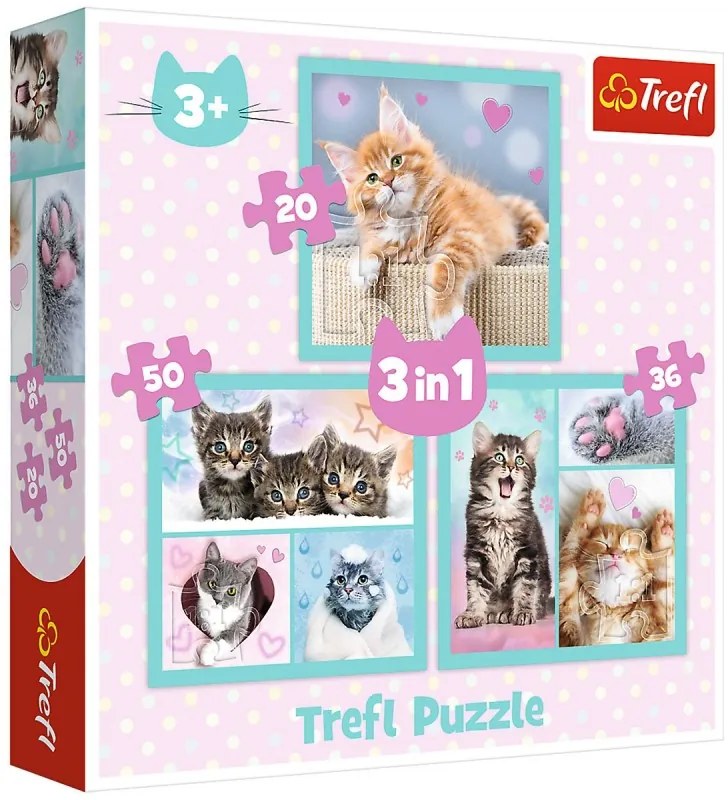 Gyermek puzzle - Sweet cats - 3 az 1-ben
