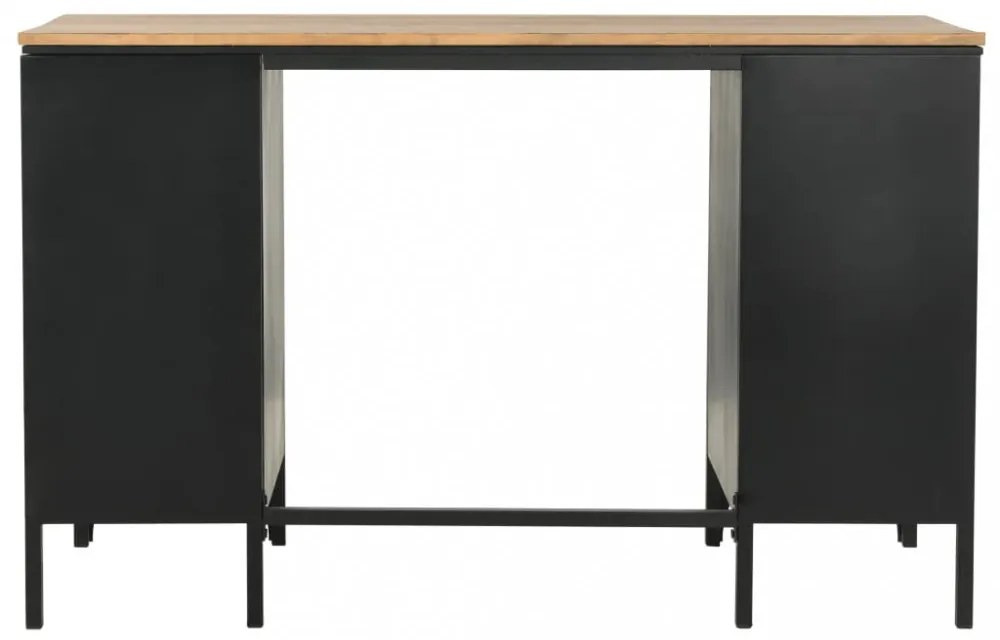 tömör fenyőfa és acél kétszekrényes íróasztal 100 x 50 x 76 cm