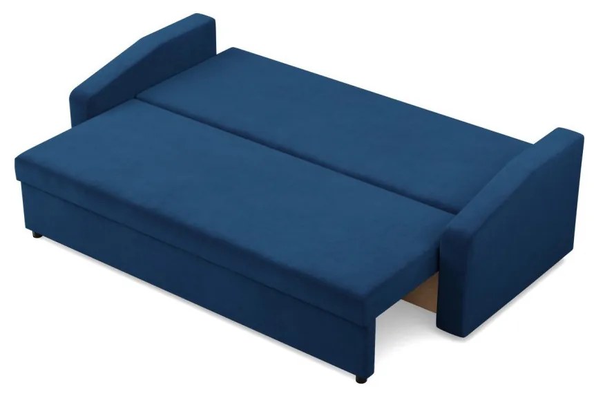 Zeus kanapéágy, bársony, bonell töltet, döntött kartámasz, kék