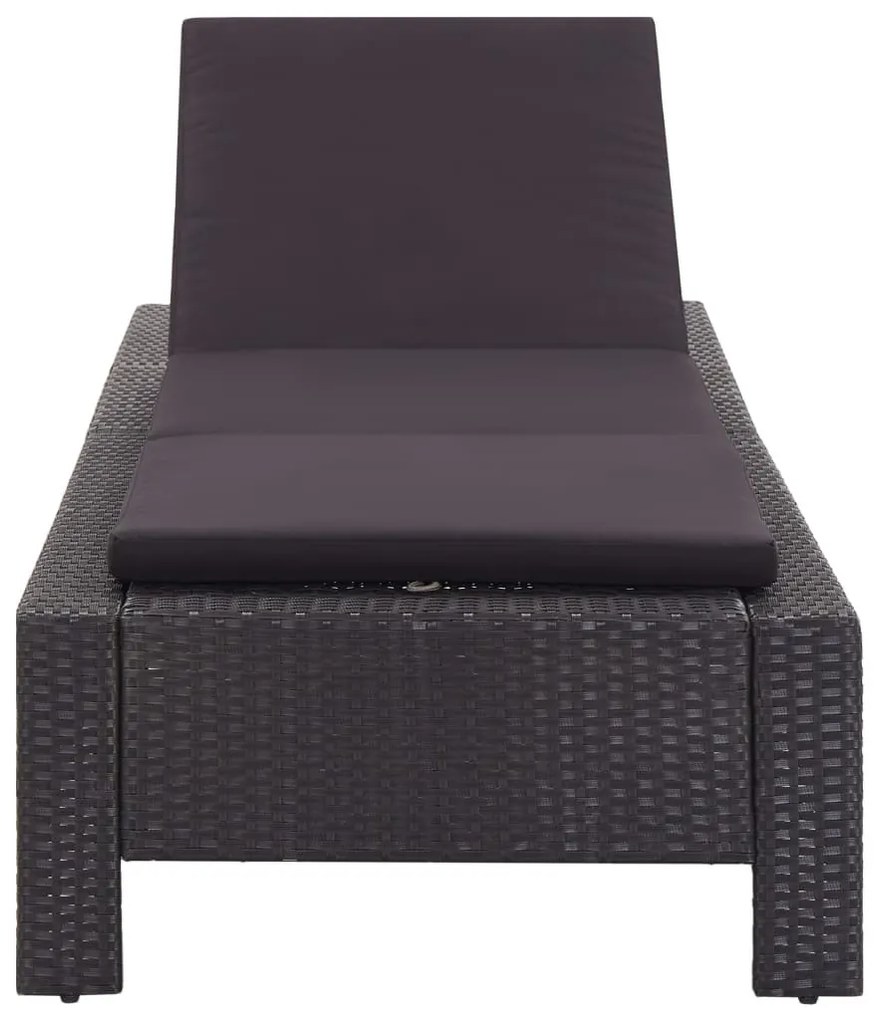 Fekete polyrattan napozóágy párnával