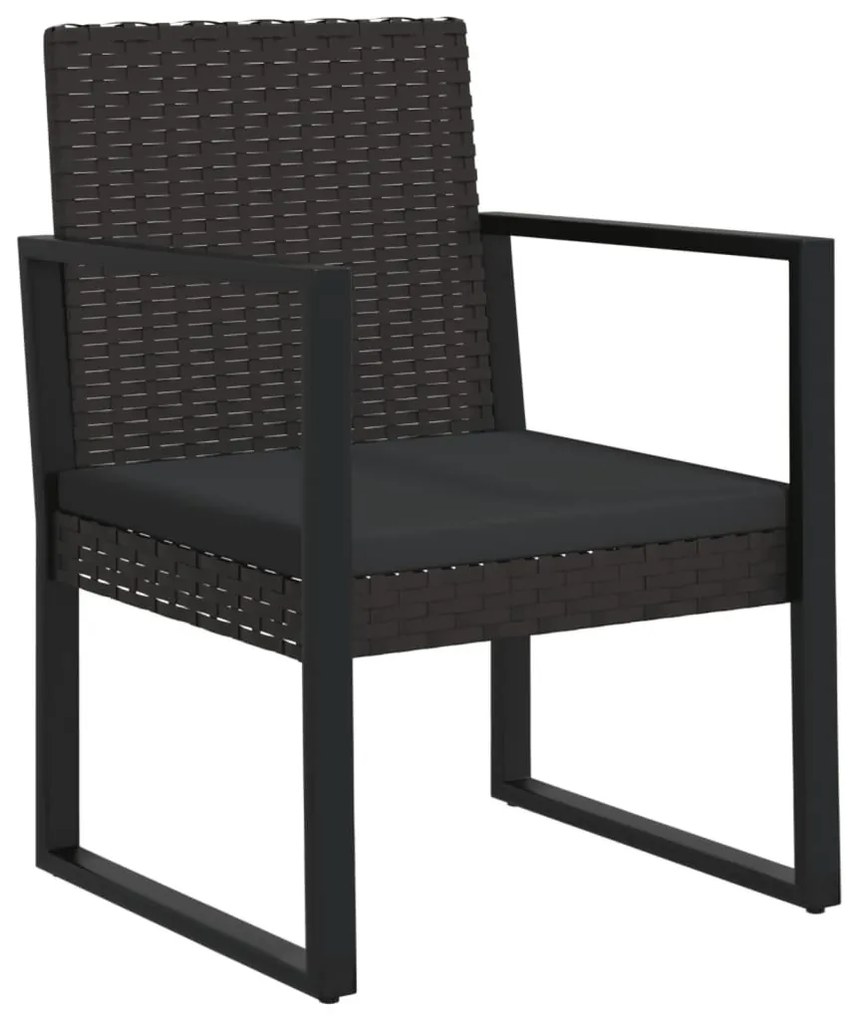 3 részes fekete polyrattan kerti ülőgarnitúra párnákkal