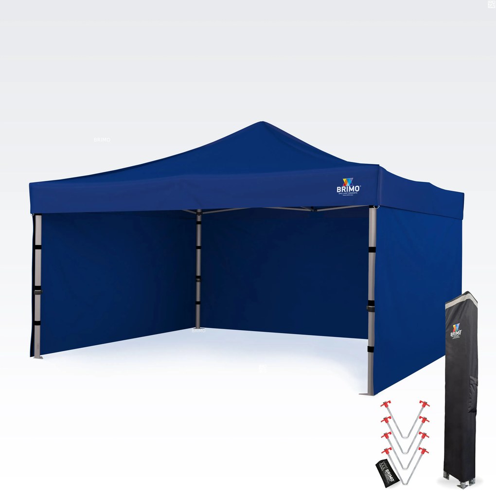 Alumínium promó sátor 4x4 m ALU PREMIUM – 3 oldalfal, HEX 45 mm - plusz 3 oldalfal - Kék