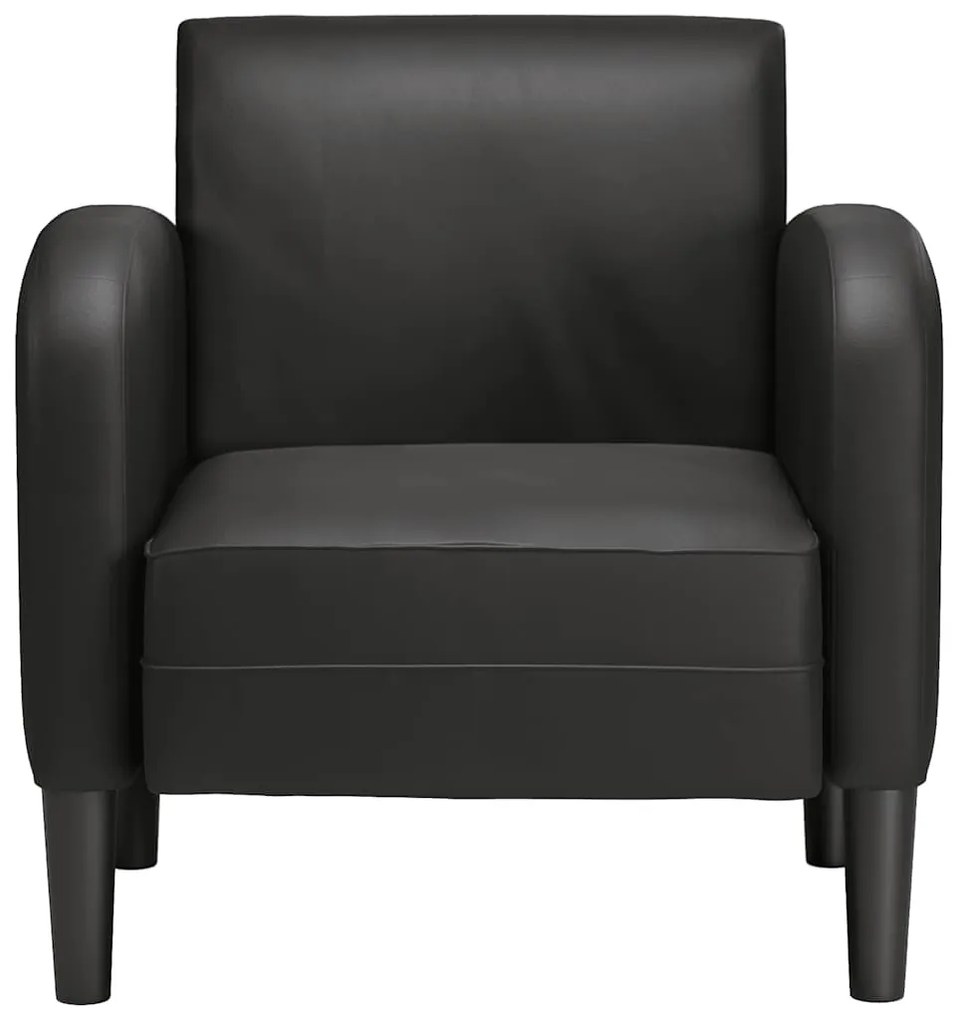 fekete műbőr kanapé szék karfával 54 cm