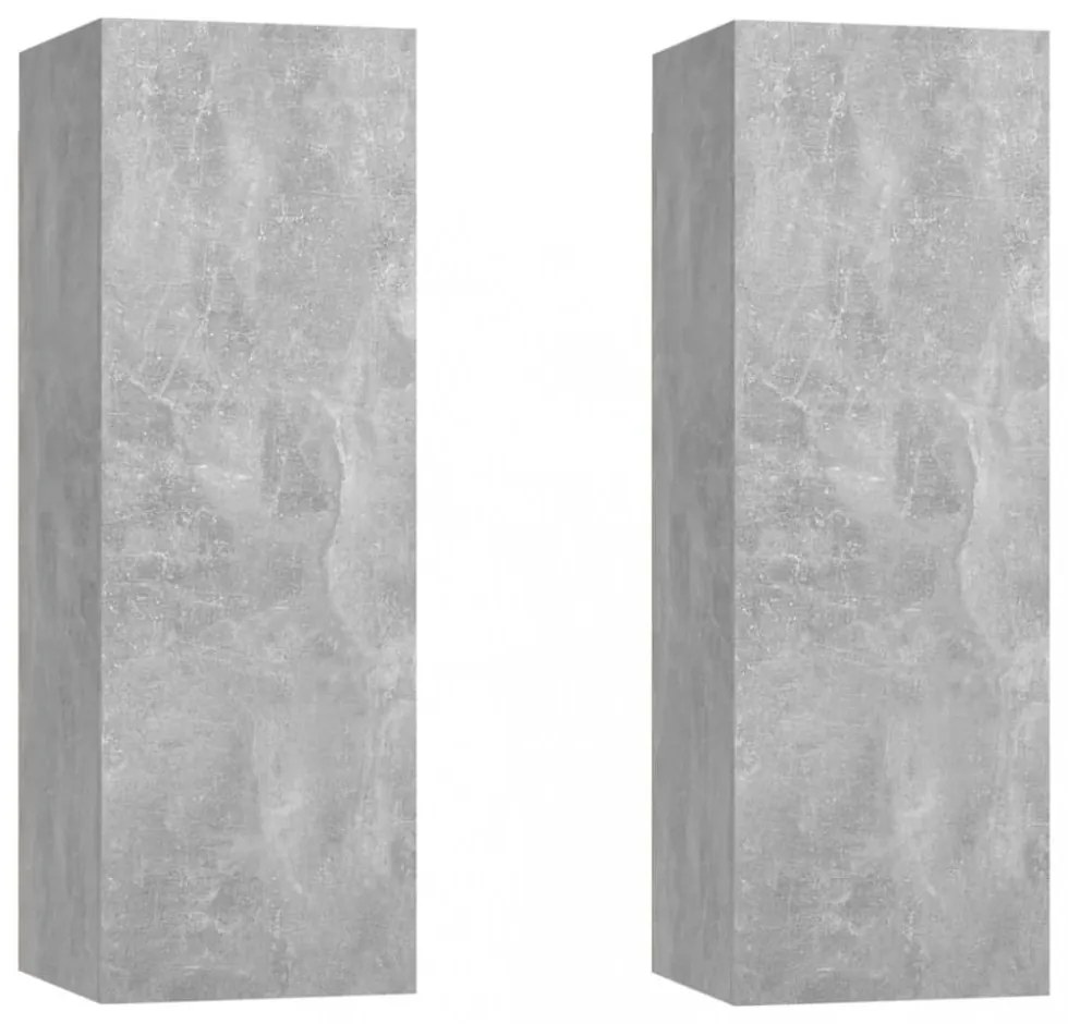 2 db betonszürke szerelt fa TV-szekrény 30,5 x 30 x 90 cm
