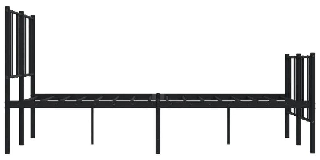 fekete fém ágykeret fej- és lábtámlával 120 x 200 cm