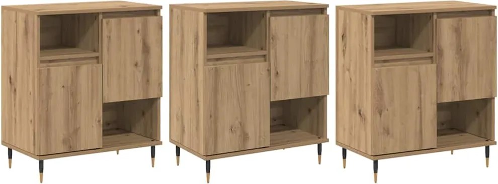 vidaXL Oldalszekrények 3 pcs kézműves tölgy 180 x 35 x 70 cm Faanyag