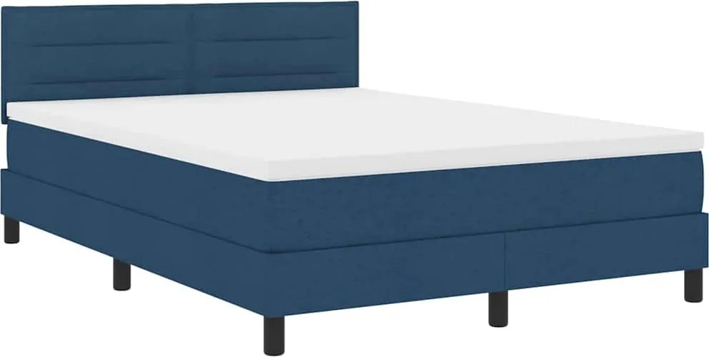 vidaXL Boxrugós ágy matracmal leddel Kék 140 x 190 cm szövet