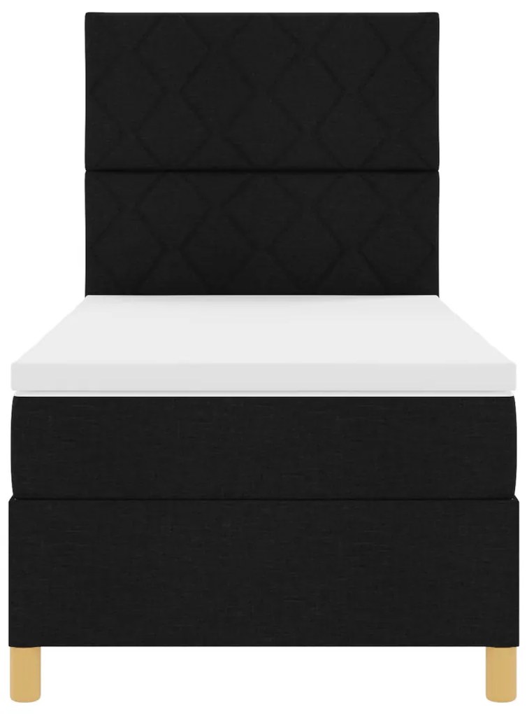 Box Spring Ágy matraccal & LED Fekete 90x200 cm Szövet