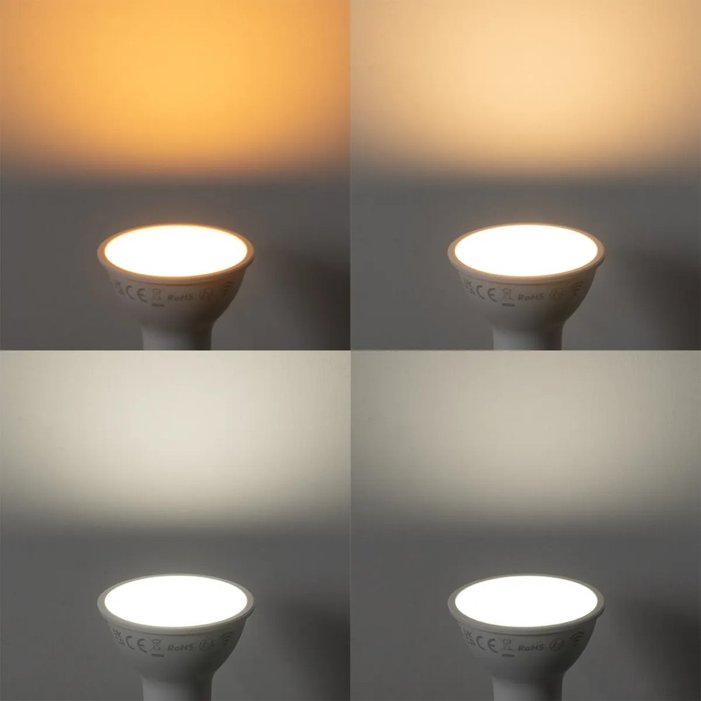 5 darabos GU10 50 mm-es LED izzókészlet, átlátszó, 4,7 W, 400 lm, 2200-2400 K