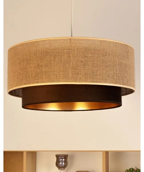 Kábelre függesztett csillár SARTA 1xE27/60W/230V, átmérő 45 cm, barna/juta