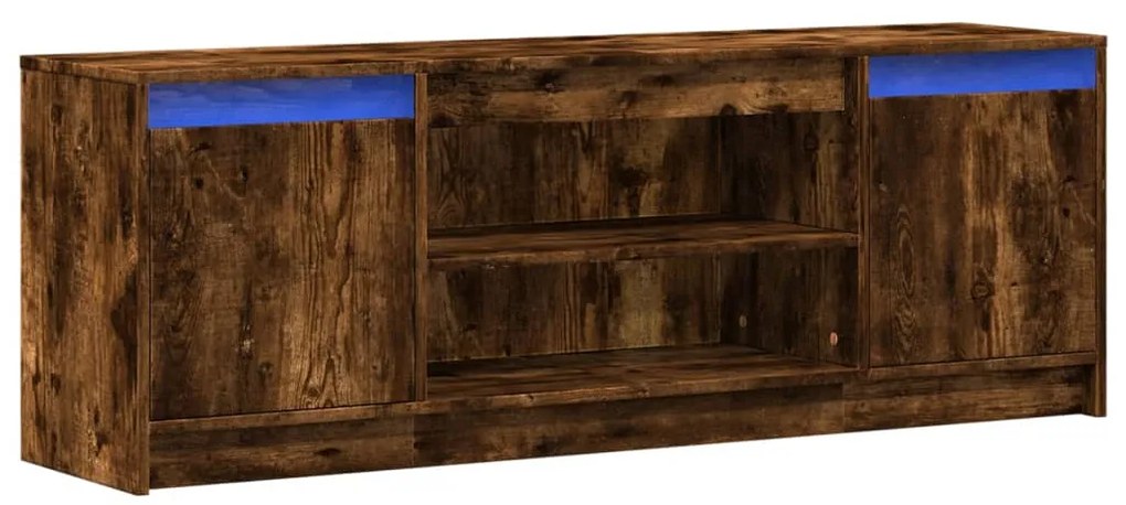 füstös tölgy színű szerelt fa LED-es TV-szekrény 139,5x34x50 cm