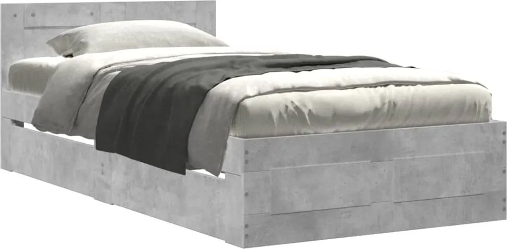 vidaXL betonszürke szövet ágykeret fejtámlával 75 x 190 cm