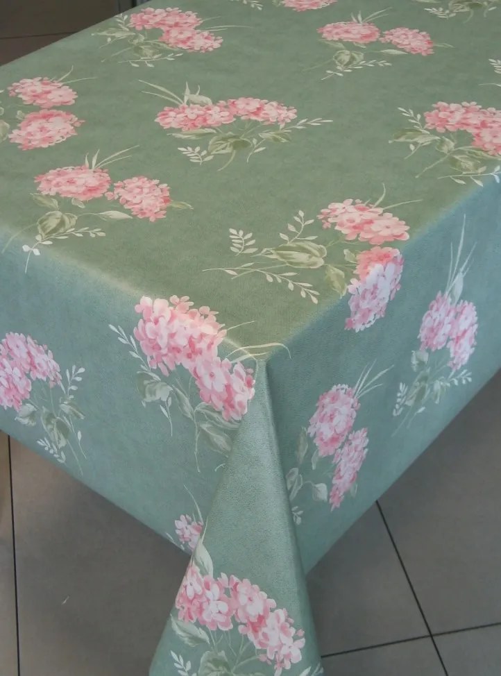 Cerata Abrosz Nem Szőtt Bőrből Zöld Hortenzia Virágok 140x220