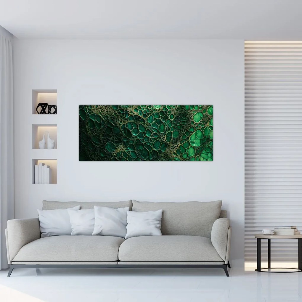 Kép - Zöld mikroszkópos kép (120x50 cm)
