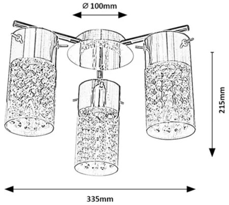 Rabalux 2195- Fürdőszobai mennyezeti lámpatest NIAGARA 3xE14/40W/230V IP44
