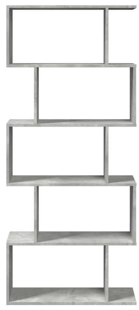 5 szintes betonszürke fa térelválasztó könyvespolc 70x24x161 cm
