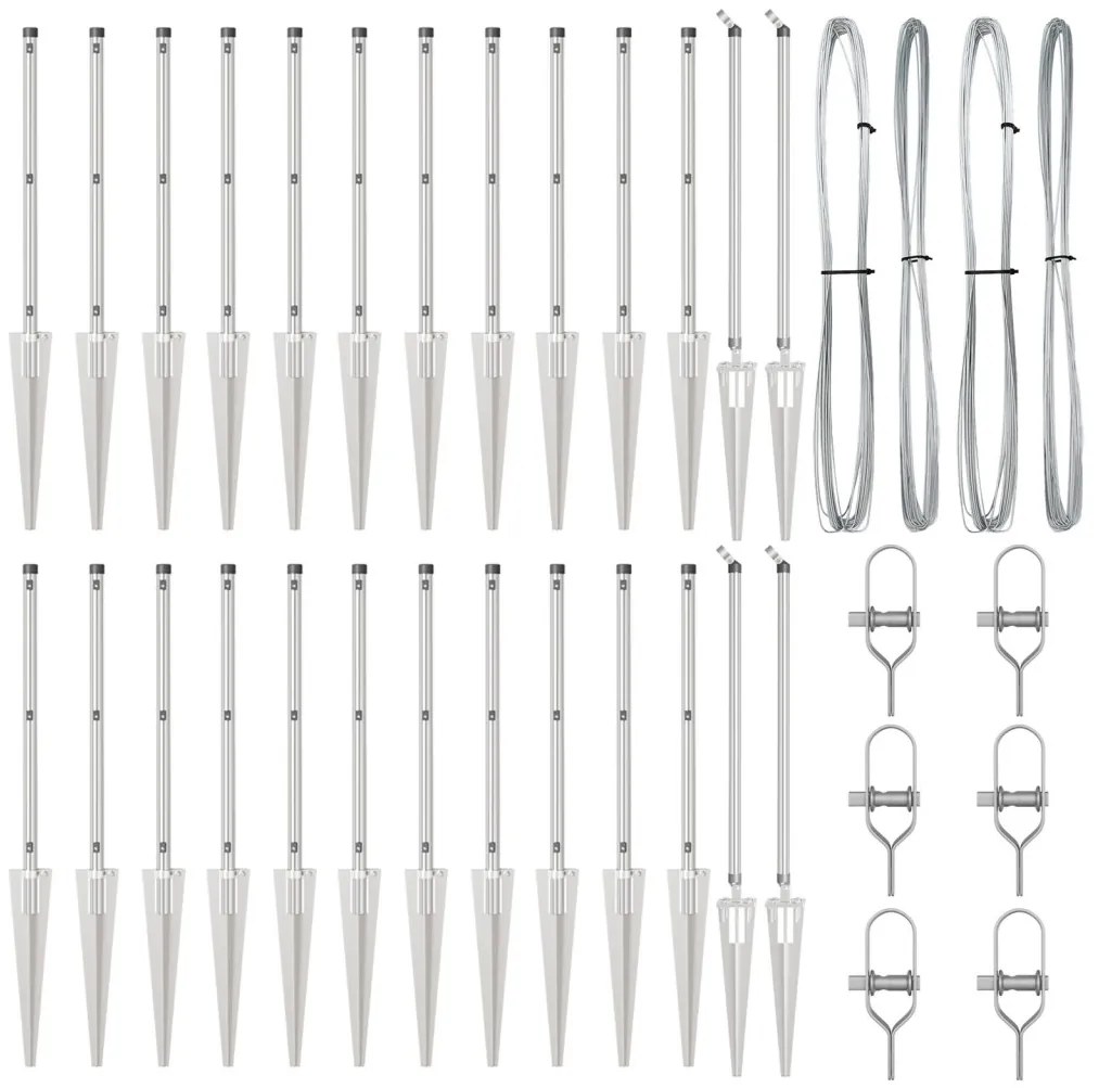 Fém Kerítésoszlopok Csatlakozóval 26 db Ø32 mm 120 cm Horganyzott Acél
