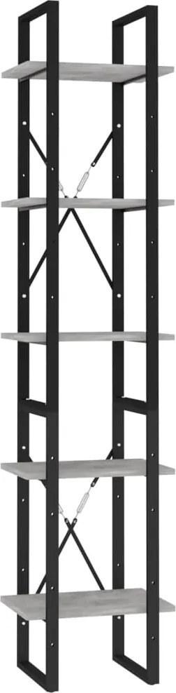 vidaXL 5 szintes betonszürke szerelt fa könyvszekrény 40 x 30 x 175 cm