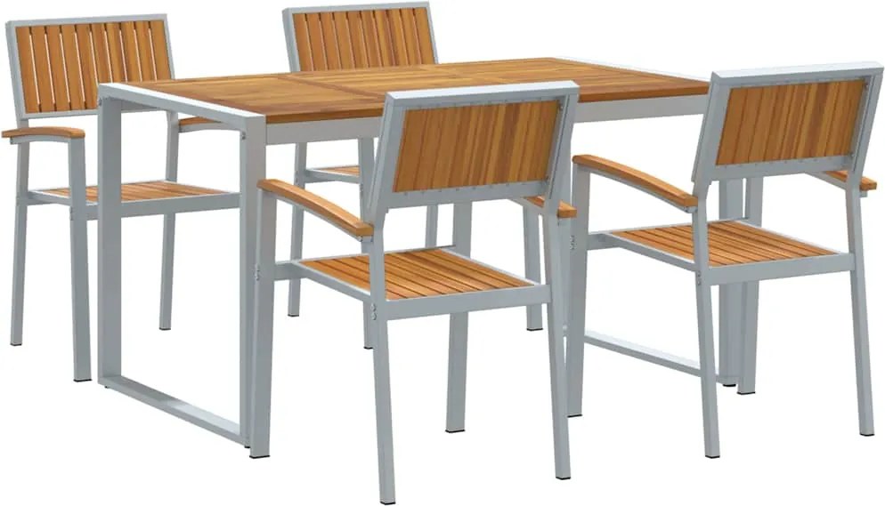 vidaXL Kert étkező szett 5 pcs Szürke Tömör Akácfa