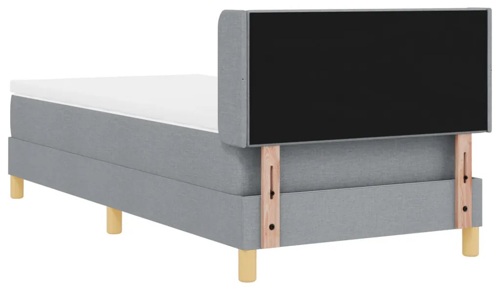 Boxspring ágy matraccal világosszürke színben, 100 x 200 cm, textilből készült.