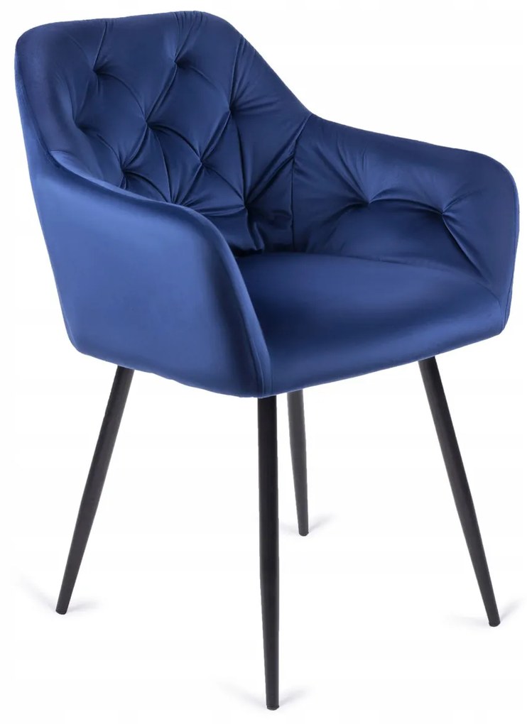 Étkezőgarnitúra: bővíthető asztal 102–142 cm + 4 db sötétkék velúr szék – HARRY / VIKI