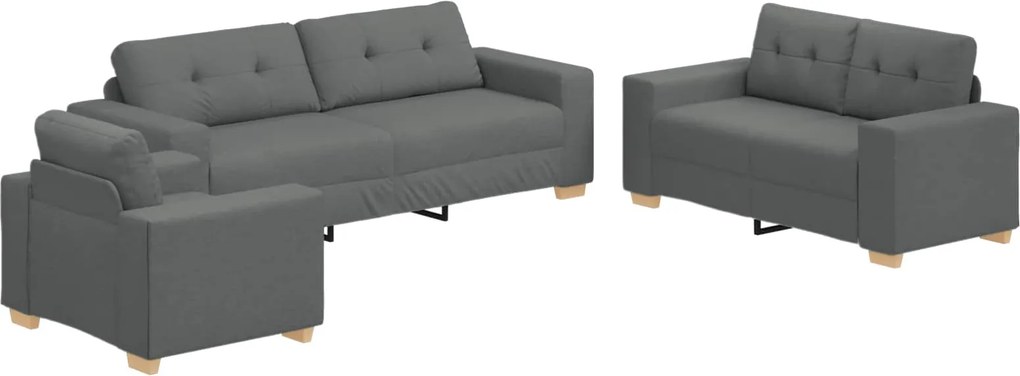 vidaXL Kanapé 3 pcs Sötétszürke 221 x 80 x 80 cm Lábbal kevert anyag