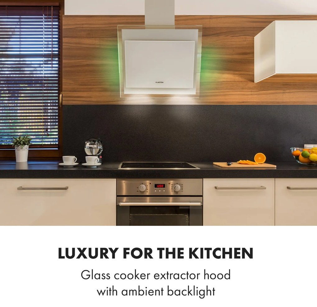 Klarstein Mirage 60, páraelszívó, 60 cm, 550 m³/ó, érintésvezérlés, fehér