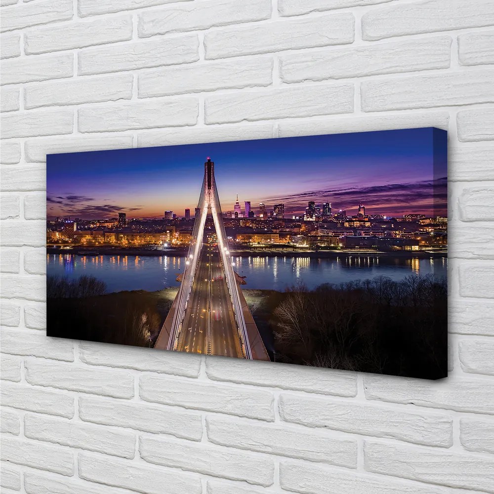 Canvas képek Varsó panoráma folyó híd 100x50 cm