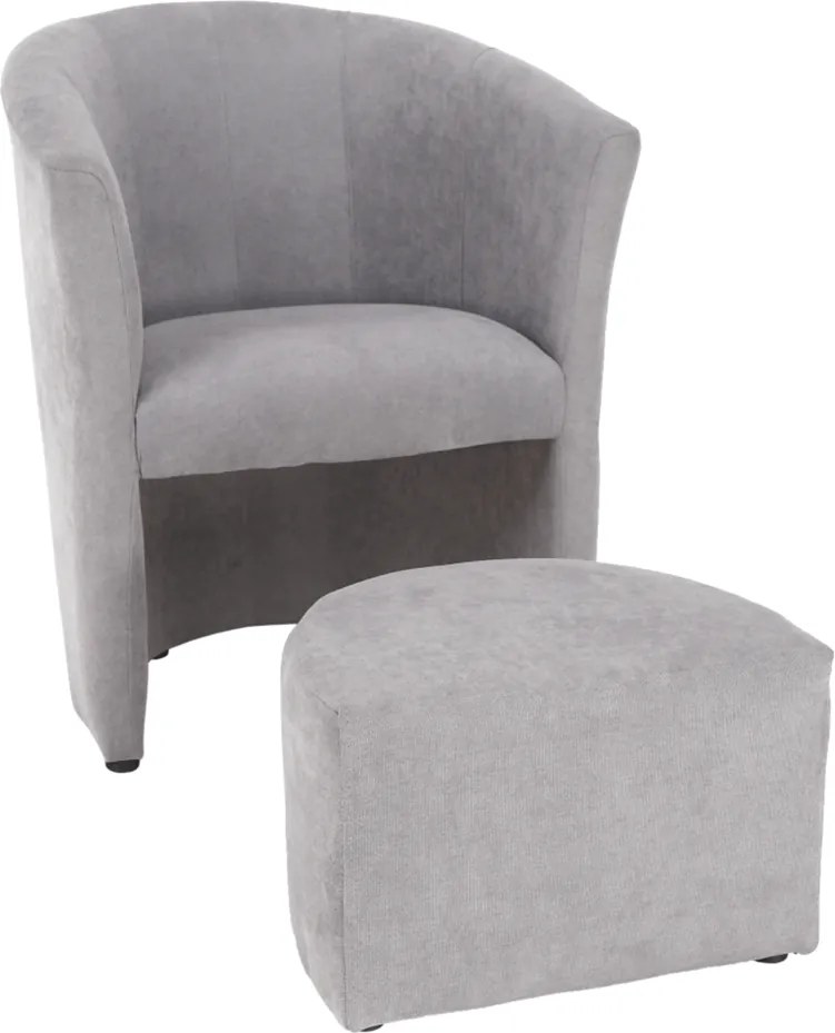 Klub fotel puffal, szürke, ROSE