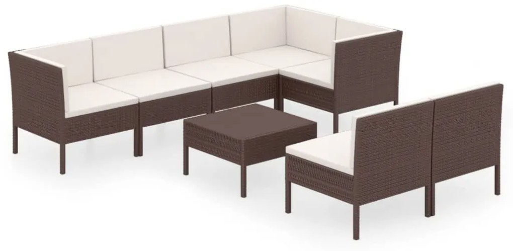 8 részes barna polyrattan kerti ülőgarnitúra párnákkal