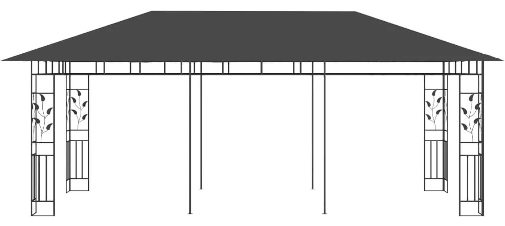 Antracitszürke pavilon szúnyoghálóval 6 x 3 x 2,73 m