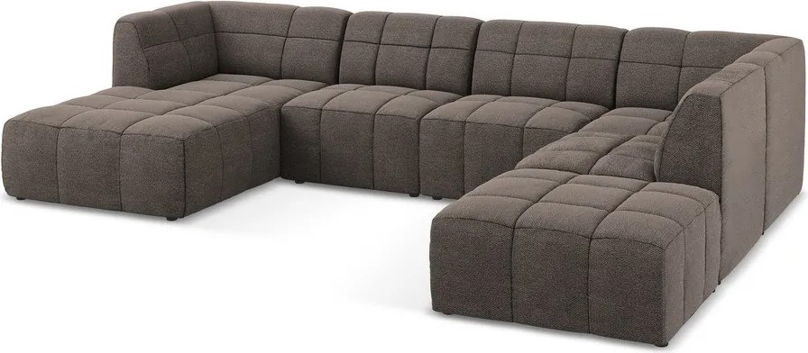 Barna buklé sarokkanapé (U alakú) Aloha – Makamii