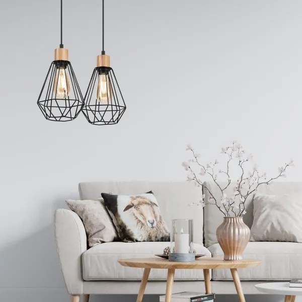 Brilagi - Csillár zsinóron WOODY BASKET 2xE27/60W/230V tölgy