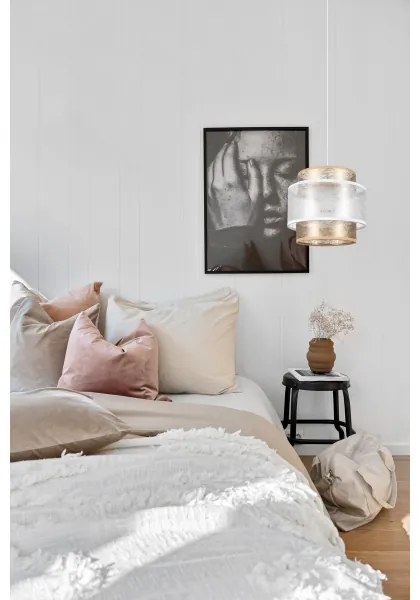 Csillár zsinóron GABI 1xE27/60W/230V arany/fehér á. 20 cm