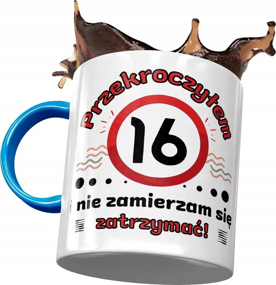 Kék Bögre Születésnapra 16 16. 16. Nyomtatott Fotóval