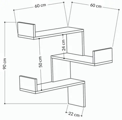 Sarokpolc LUKSA 90x60 cm barna, falra szerelhető