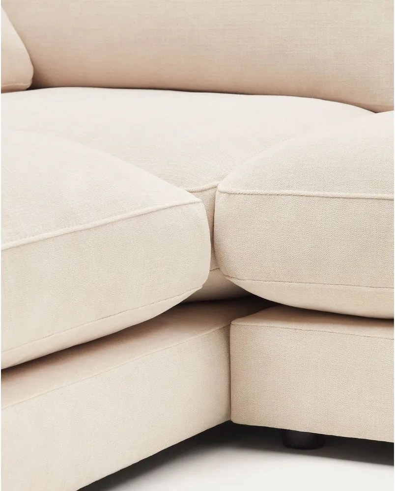 Bézs zsenília sarokkanapé (bal oldali-heverő résszel) Gala – Kave Home