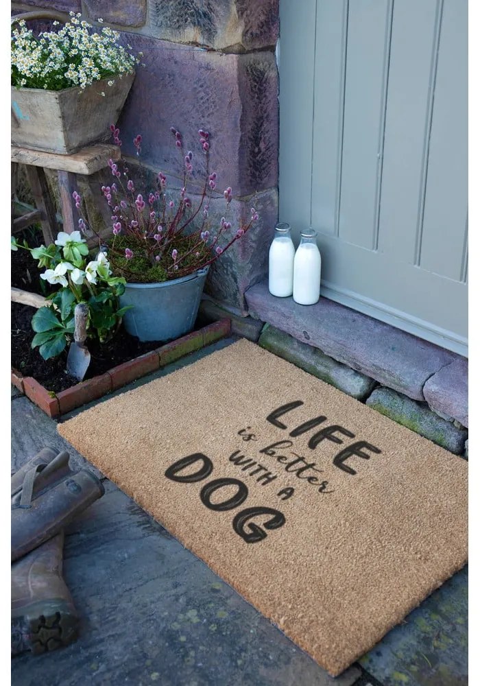Kókuszrost lábtörlő 60x90 cm Life Is Better With a Dog – Artsy Doormats