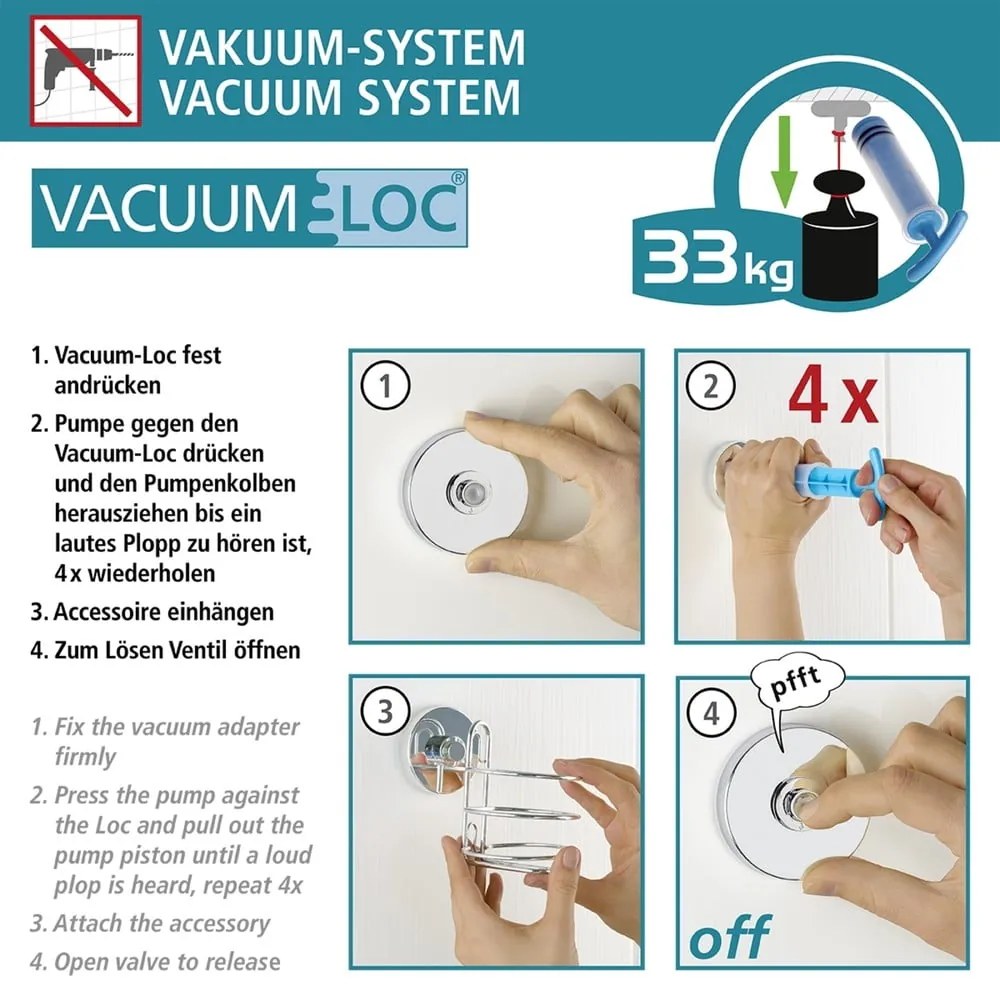 Vacuum-Loc® Pavia fekete fali kétszintes fürdőszobai polc - Wenko