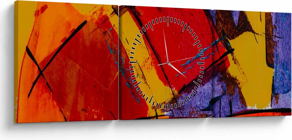Absztrakciós kép (órával) (90x30 cm)