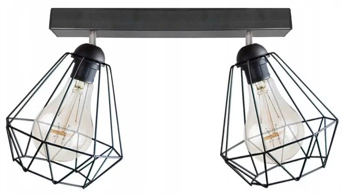 KÉSZLETKISÖPRÉS! Glimex Diamond drót búrás állítható mennyezeti lámpa fekete 2x E27