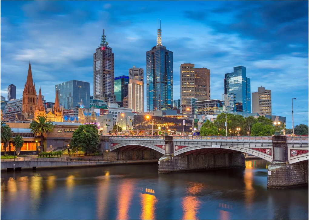 Melbourne város képe (üvegen) (70x50 cm)