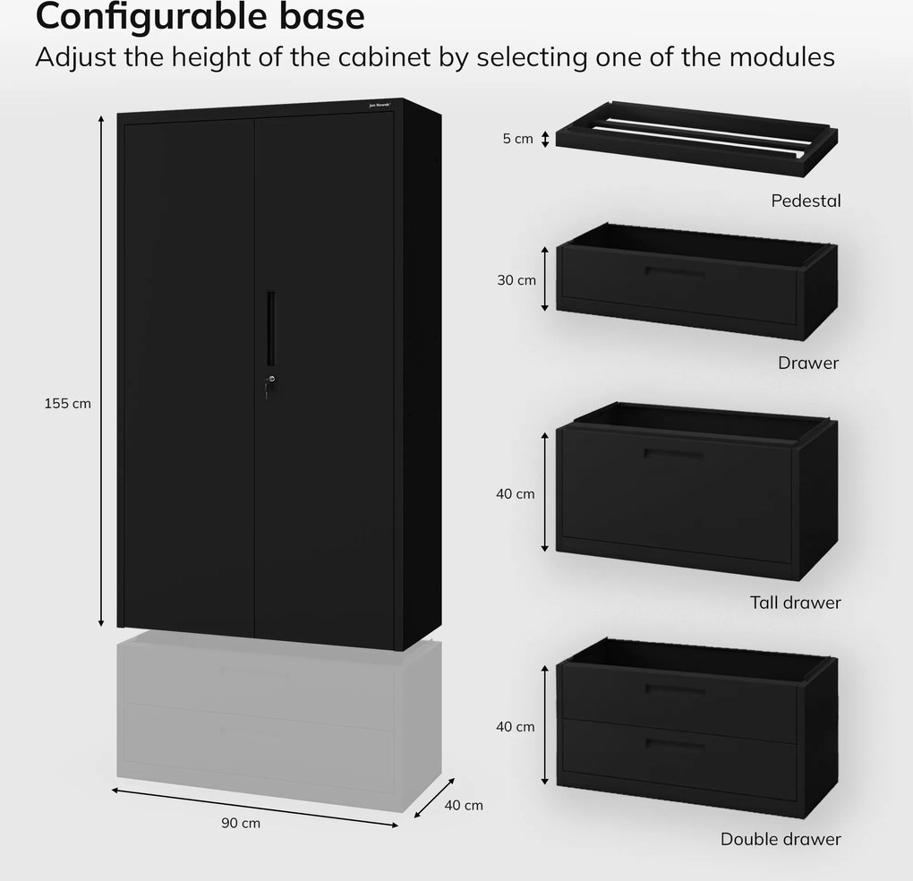 Megan Czarny - szuflada na dokumenty 195cm